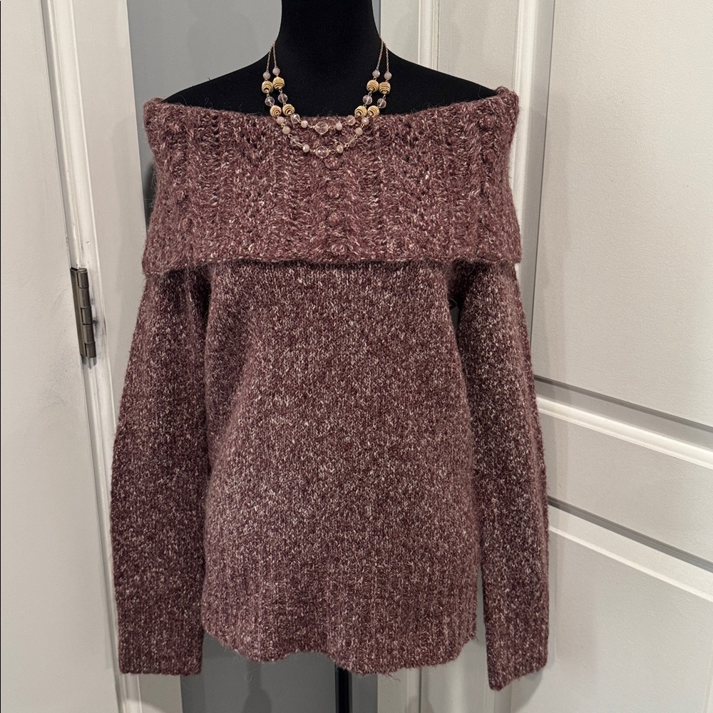 Caslon Brown Cowl Neck Sweater 15% Alpaca
